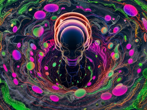 Caballed, AI-generative abstract from MLow's Impermanent Loss series, hand-finished fine art print