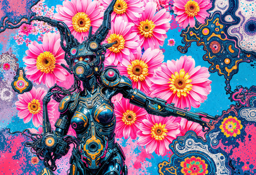Bloom From the Rot, AI-generative artwork from MLow's Tokenized Garbage series, hand-finished fine art print