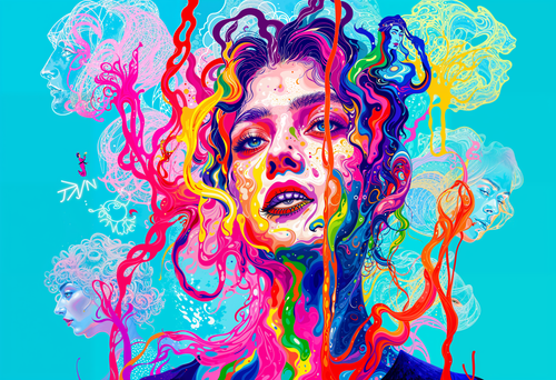 She Comes Apart, AI-generative artwork from MLow's Tokenized Garbage series, hand-finished fine art print