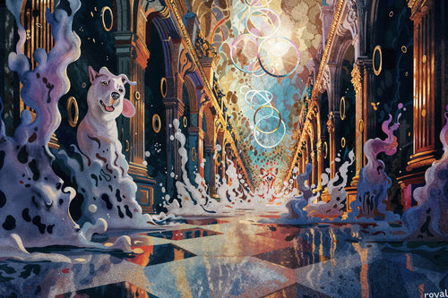 Melting Cathedral, AI-generative artwork from MLow's Tokenized Garbage series, hand-finished fine art print