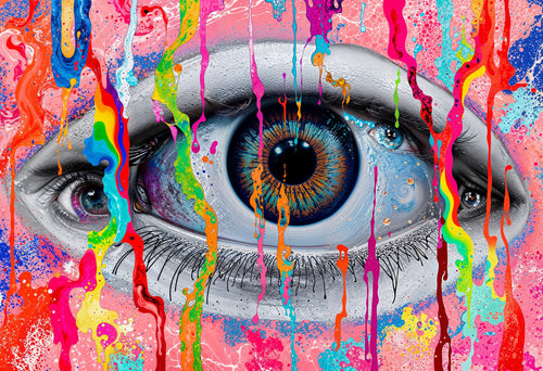 Everything Is Watching, AI-generative artwork from MLow's Tokenized Garbage series, hand-finished fine art print
