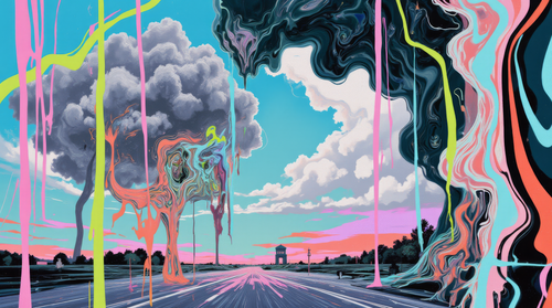 Highway to Nowhere, AI-generative artwork from MLow's Tokenized Garbage series, hand-finished fine art print