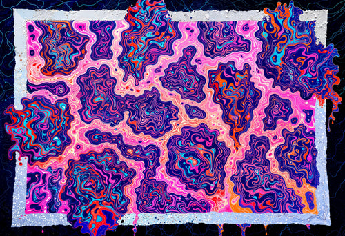 Fractal Bloom, AI-generative artwork from MLow's Tokenized Garbage series, hand-finished fine art print