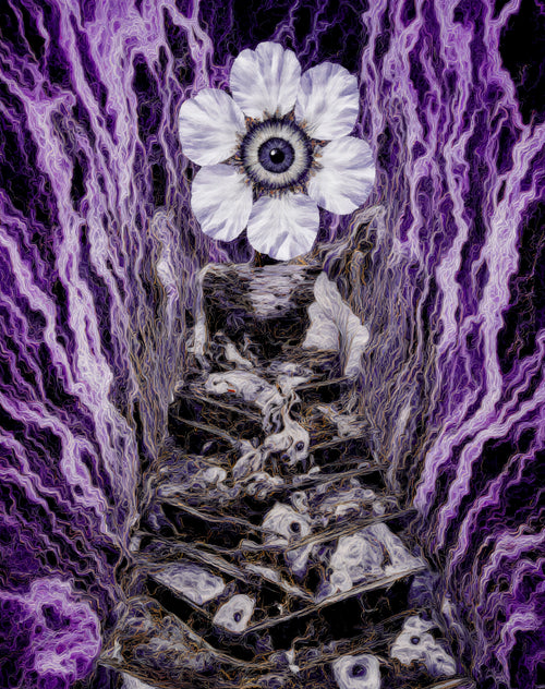 Transdimensional Trippers 003, surreal AI-generative portrait by MLow, hand-finished fine art print