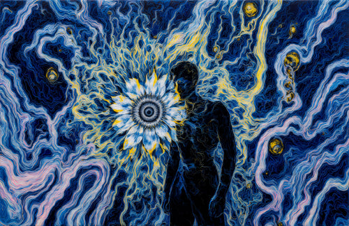 Transdimensional Trippers 013, surreal AI-generative portrait by MLow, hand-finished fine art print