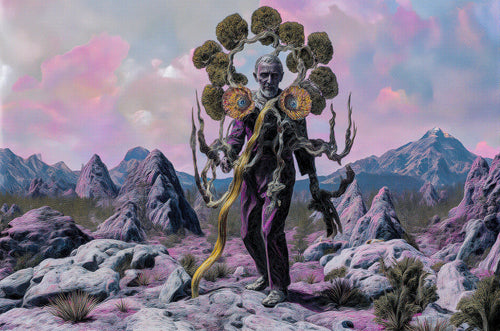 Transdimensional Trippers 014, surreal AI-generative portrait by MLow, hand-finished fine art print