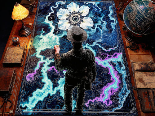 Transdimensional Trippers 023, surreal AI-generative portrait by MLow, hand-finished fine art print