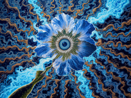 Transdimensional Trippers 024, surreal AI-generative portrait by MLow, hand-finished fine art print