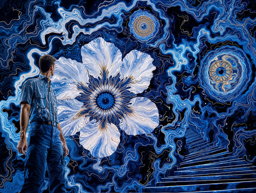 Transdimensional Trippers 026, surreal AI-generative portrait by MLow, hand-finished fine art print