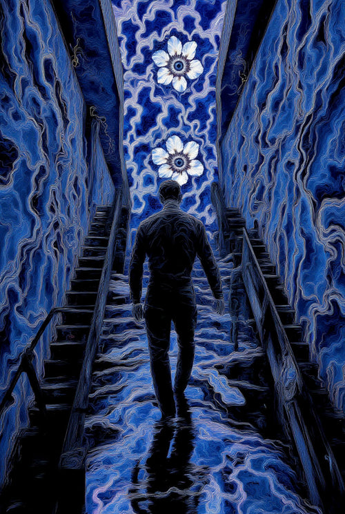 Transdimensional Trippers 048, surreal AI-generative portrait by MLow, hand-finished fine art print