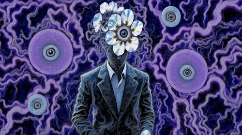 Transdimensional Trippers 083, surreal AI-generative portrait by MLow, hand-finished fine art print