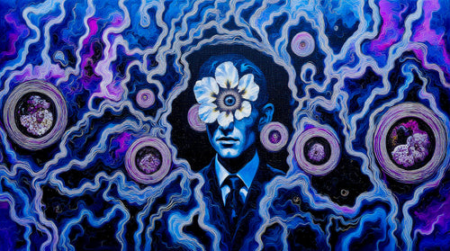 Transdimensional Trippers 099, surreal AI-generative portrait by MLow, hand-finished fine art print