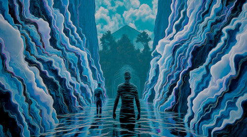 Transdimensional Trippers 226, surreal AI-generative portrait by MLow, hand-finished fine art print