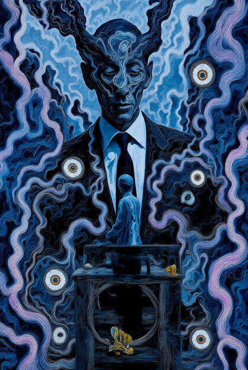Transdimensional Trippers 289, surreal AI-generative portrait by MLow, hand-finished fine art print