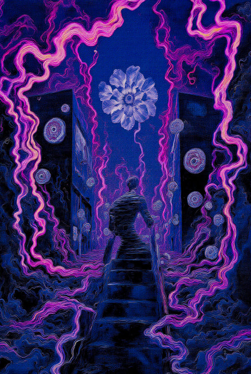 Transdimensional Trippers 317, surreal AI-generative portrait by MLow, hand-finished fine art print