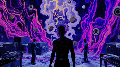 Transdimensional Trippers 322, surreal AI-generative portrait by MLow, hand-finished fine art print