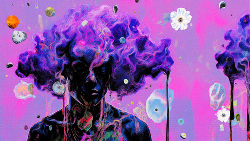 Transdimensional Trippers 339, surreal AI-generative portrait by MLow, hand-finished fine art print