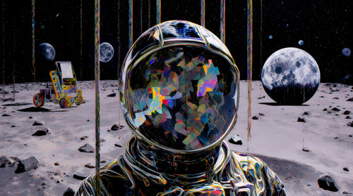 Transdimensional Trippers 352, surreal AI-generative portrait by MLow, hand-finished fine art print
