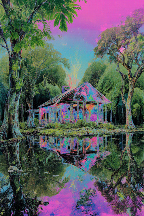Transdimensional Trippers 378, surreal AI-generative portrait by MLow, hand-finished fine art print