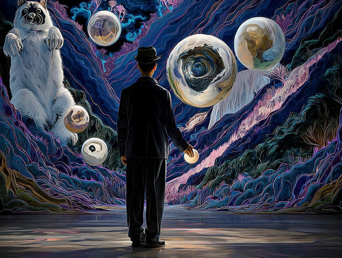 Transdimensional Trippers 384, surreal AI-generative portrait by MLow, hand-finished fine art print