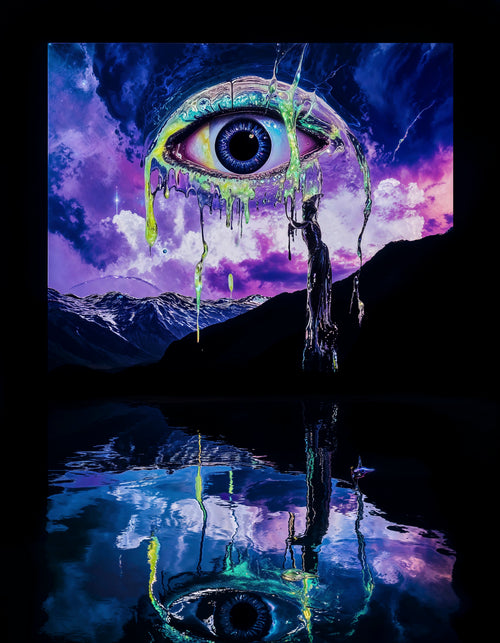 Transdimensional Trippers 392, surreal AI-generative portrait by MLow, hand-finished fine art print