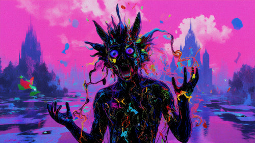 Transdimensional Trippers 401, surreal AI-generative portrait by MLow, hand-finished fine art print