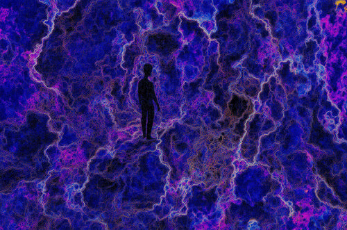 Transdimensional Trippers 021, surreal AI-generative portrait by MLow, hand-finished fine art print