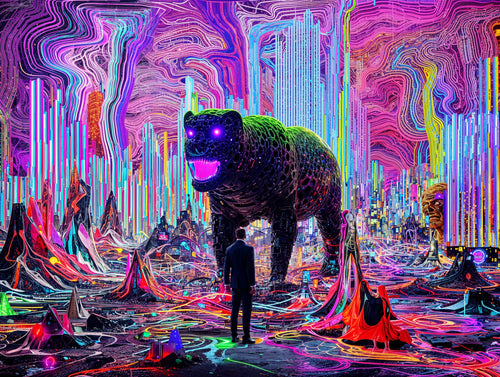Capitulation, AI-generative abstract from MLow's Impermanent Loss series, hand-finished fine art print