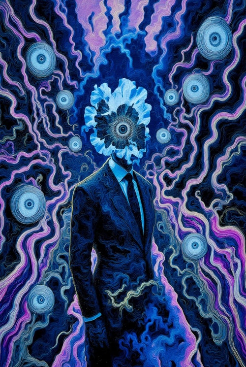 Transdimensional Trippers 042, surreal AI-generative portrait by MLow, hand-finished fine art print