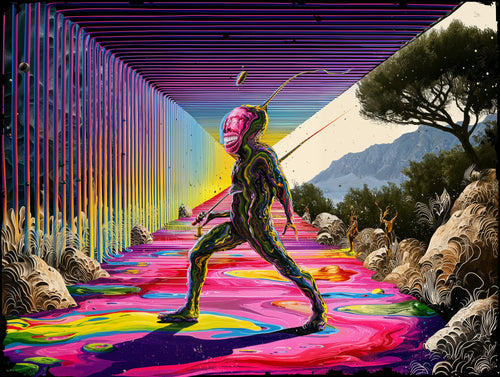 Protocol Discovery, AI-generative abstract from MLow's Impermanent Loss series, hand-finished fine art print