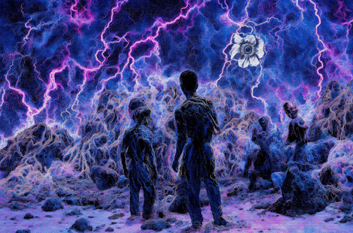 Transdimensional Trippers 019, surreal AI-generative portrait by MLow, hand-finished fine art print