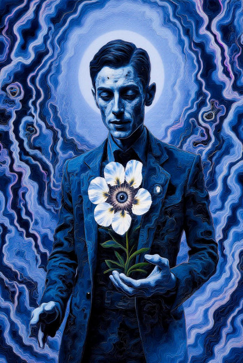 Transdimensional Trippers 038, surreal AI-generative portrait by MLow, hand-finished fine art print