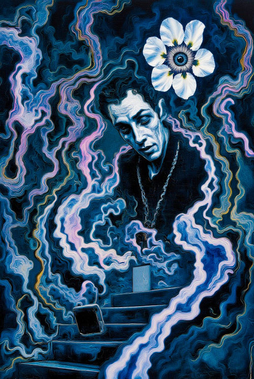 Transdimensional Trippers 039, surreal AI-generative portrait by MLow, hand-finished fine art print