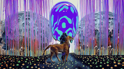 Kangaroo Market, AI-generative abstract from MLow's Impermanent Loss series, hand-finished fine art print
