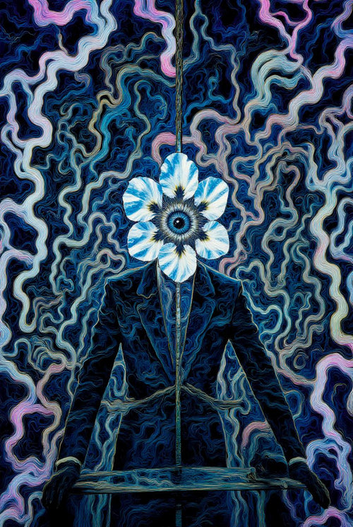 Transdimensional Trippers 050, surreal AI-generative portrait by MLow, hand-finished fine art print