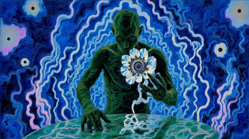Transdimensional Trippers 095, surreal AI-generative portrait by MLow, hand-finished fine art print