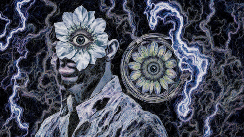 Transdimensional Trippers 022, surreal AI-generative portrait by MLow, hand-finished fine art print