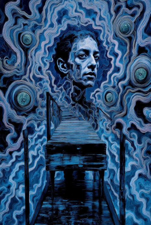 Transdimensional Trippers 040, surreal AI-generative portrait by MLow, hand-finished fine art print